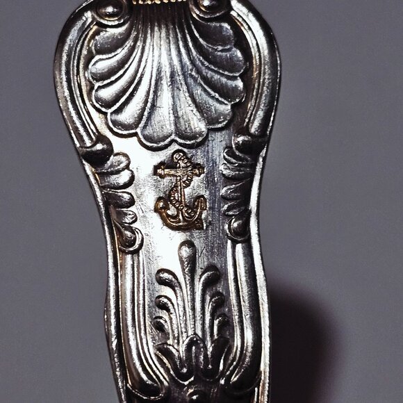 English King International Silverplate Spoon 6" vtg USN Captains USA Navy flatwa - Picture 4 of 7